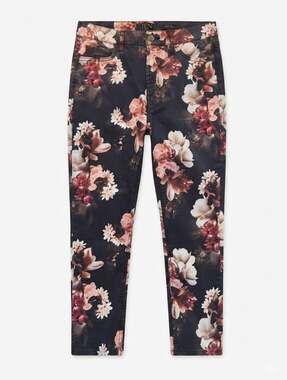 Jen7 Jeans Women Size 8 Black Floral Ankle Skinny Pants 7 For All Mankind⁠ Chic